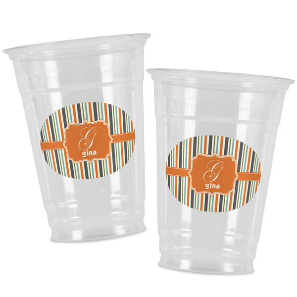 Orange & Blue Stripes Party Cups - 16oz - Alt View