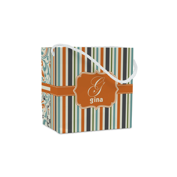 Custom Orange & Blue Stripes Party Favor Gift Bags (Personalized)