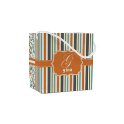 Orange & Blue Stripes Party Favor Gift Bags - Matte (Personalized)