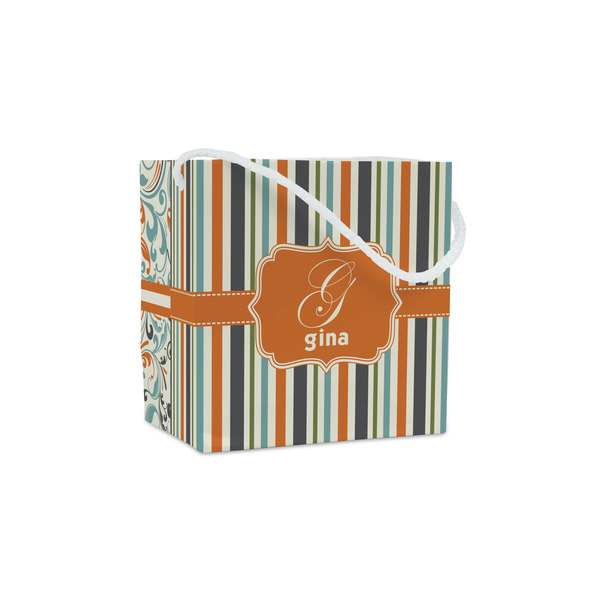Custom Orange & Blue Stripes Party Favor Gift Bags - Matte (Personalized)