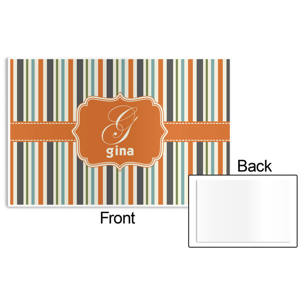 Orange & Blue Stripes Disposable Paper Placemat - Front & Back