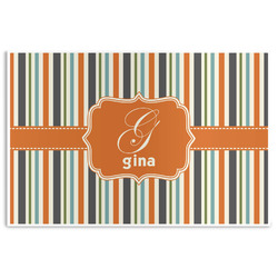 Orange & Blue Stripes Disposable Paper Placemats (Personalized)