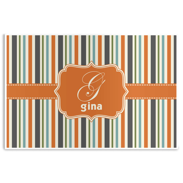 Custom Orange & Blue Stripes Disposable Paper Placemats (Personalized)