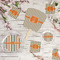 Orange & Blue Stripes Party Supplies Combination Image - All items - Plates, Coasters, Fans
