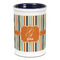 Orange & Blue Stripes Ceramic Pencil Holders - Blue