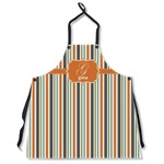 Orange & Blue Stripes Apron Without Pockets w/ Name and Initial