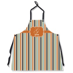 Orange & Blue Stripes Apron Without Pockets w/ Name and Initial