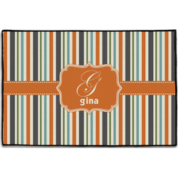 Orange & Blue Stripes Door Mat - 36"x24" (Personalized)