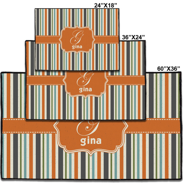 Orange & Blue Stripes Personalized Door Mat - Group Parent IMF