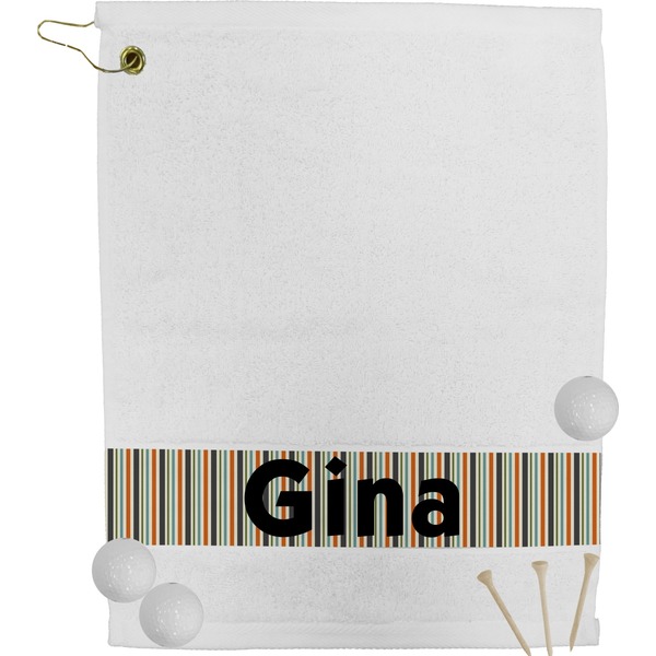 Custom Orange & Blue Stripes Golf Bag Towel (Personalized)