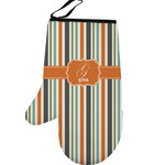 Orange & Blue Stripes Left Oven Mitt (Personalized)