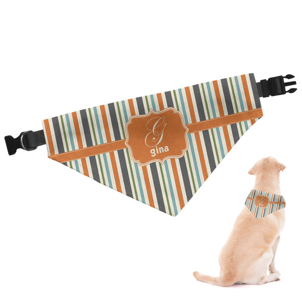 Custom Orange & Blue Stripes Dog Bandana - Small (Personalized)