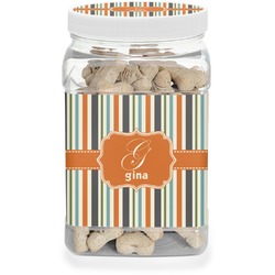 Orange & Blue Stripes Dog Treat Jar (Personalized)