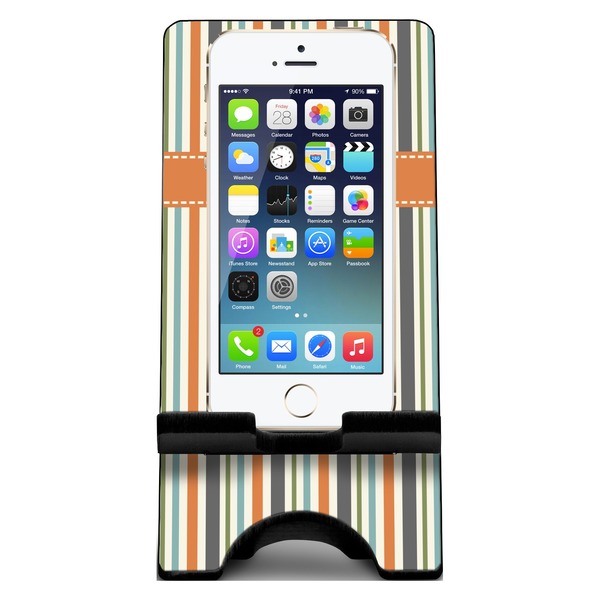Orange & Blue Stripes Phone Stand w/ Phone
