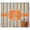 Orange & Blue Stripes Outdoor Picnic Blanket (Personalized)