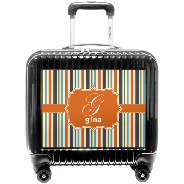 Custom Orange & Blue Stripes Pilot / Flight Suitcase (Personalized)