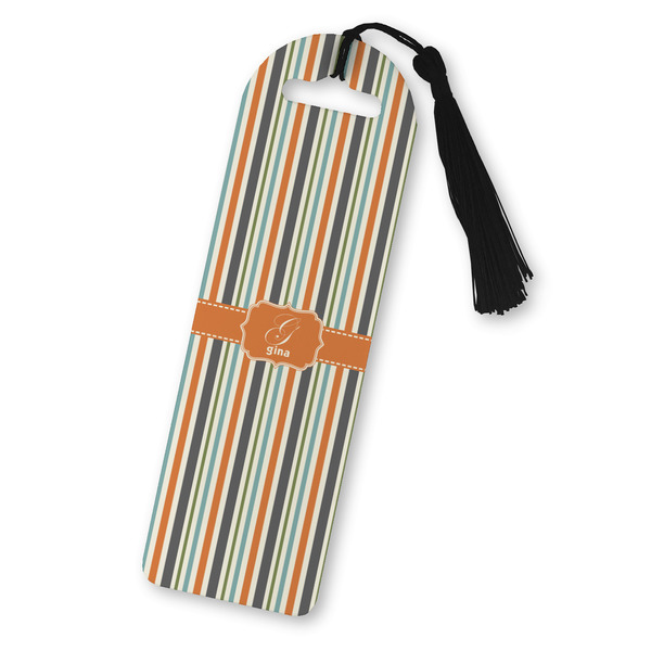 Custom Orange & Blue Stripes Plastic Bookmark (Personalized)