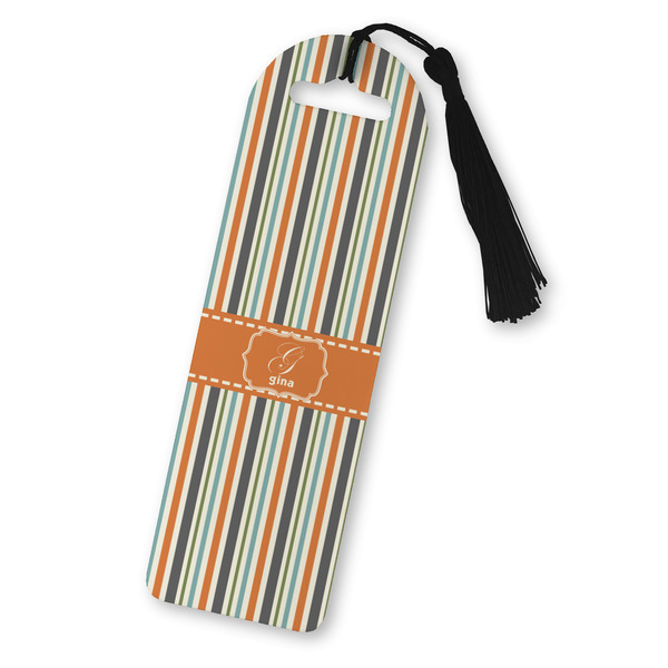Custom Orange & Blue Stripes Plastic Bookmark (Personalized)
