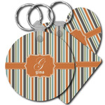 Orange & Blue Stripes Plastic Keychain (Personalized)