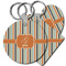 Orange & Blue Stripes Plastic Keychain (Personalized)