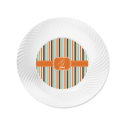 Orange & Blue Stripes Plastic Party Appetizer & Dessert Plates - 6" (Personalized)