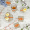 Orange & Blue Stripes Plastic Party Appetizer & Dessert Plates - In Context