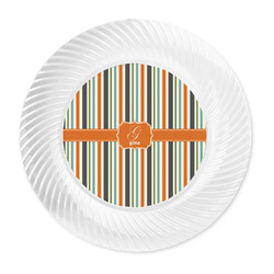 Orange & Blue Stripes Plastic Party Dinner Plates - 10" (Personalized)