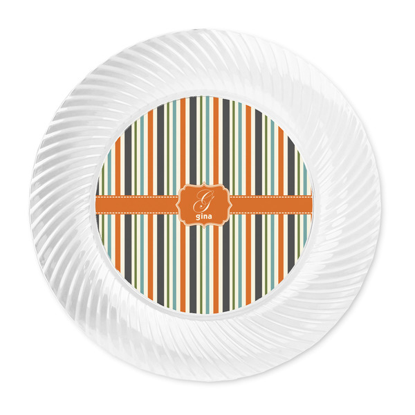 Orange & Blue Stripes Plastic Party Dinner Plates - Approval