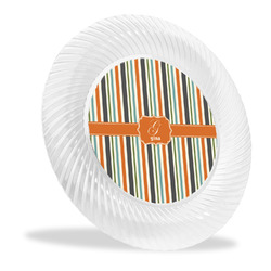 Orange & Blue Stripes Plastic Party Dinner Plates - 10" (Personalized)
