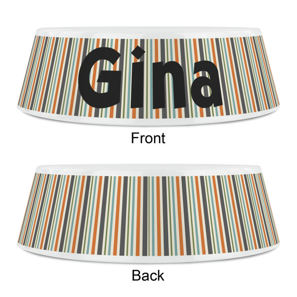 Orange & Blue Stripes Plastic Pet Bowls - Small - APPROVAL