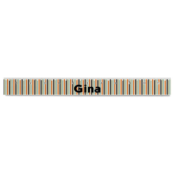 Orange & Blue Stripes Plastic Ruler - 12" - FRONT