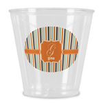 Orange & Blue Stripes Plastic Shot Glass (Personalized)
