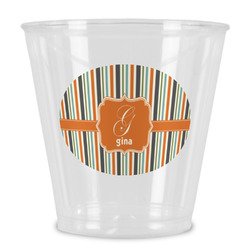 Orange & Blue Stripes Plastic Shot Glass (Personalized)