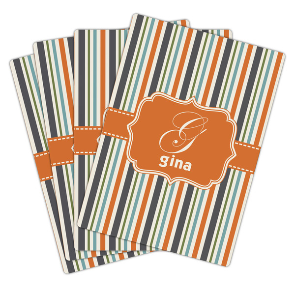Orange & Blue Stripes Playing Cards - Hand Back View