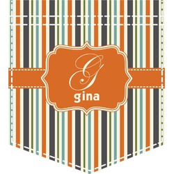 Orange & Blue Stripes Iron On Faux Pocket (Personalized)