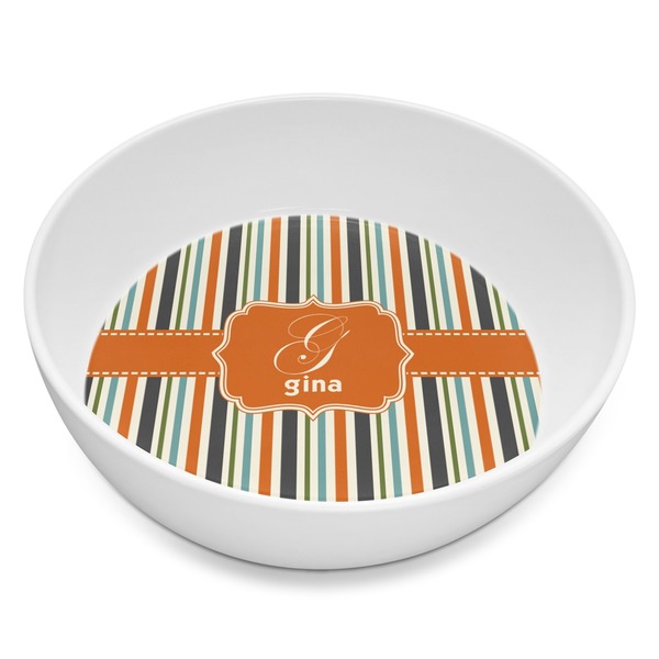 Custom Orange & Blue Stripes Melamine Bowl - 8 oz (Personalized)