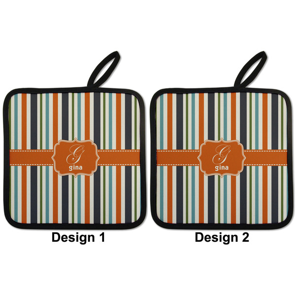 Orange & Blue Stripes Pot Holders - Set of 2 APPROVAL