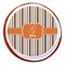 Orange & Blue Stripes Printed Icing Circle - Large - On Cookie