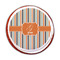 Orange & Blue Stripes Printed Icing Circle - Medium - On Cookie