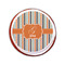 Orange & Blue Stripes Printed Icing Circle - Small - On Cookie