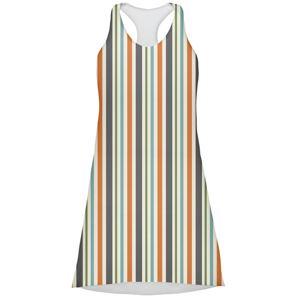 Custom Orange & Blue Stripes Racerback Dress - X Small