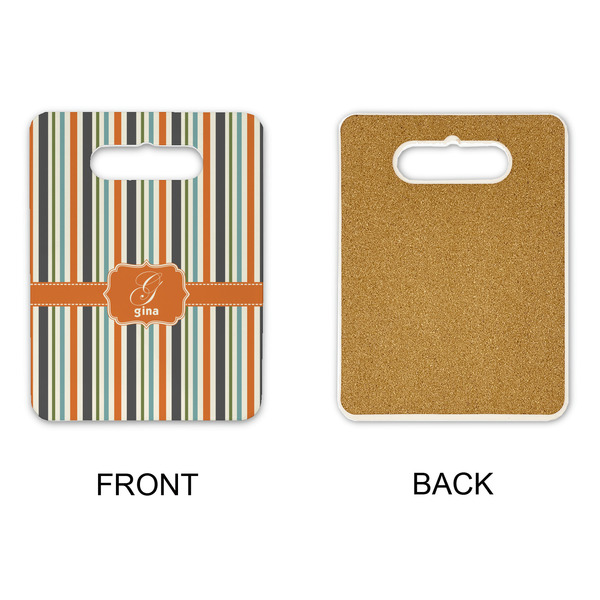 Orange & Blue Stripes Rectangle Trivet with Handle - APPROVAL