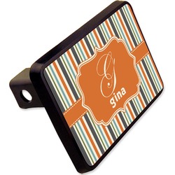 Orange & Blue Stripes Rectangular Trailer Hitch Cover - 2" (Personalized)