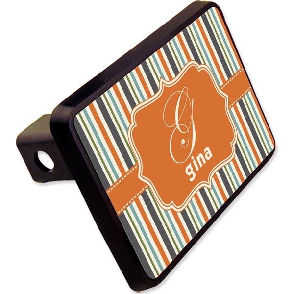 Custom Orange & Blue Stripes Rectangular Trailer Hitch Cover - 2" (Personalized)