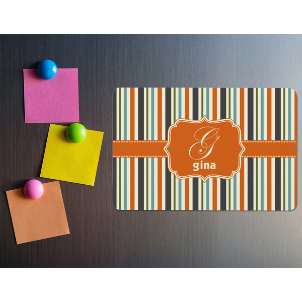Orange & Blue Stripes Rectangular Fridge Magnet - LIFESTYLE