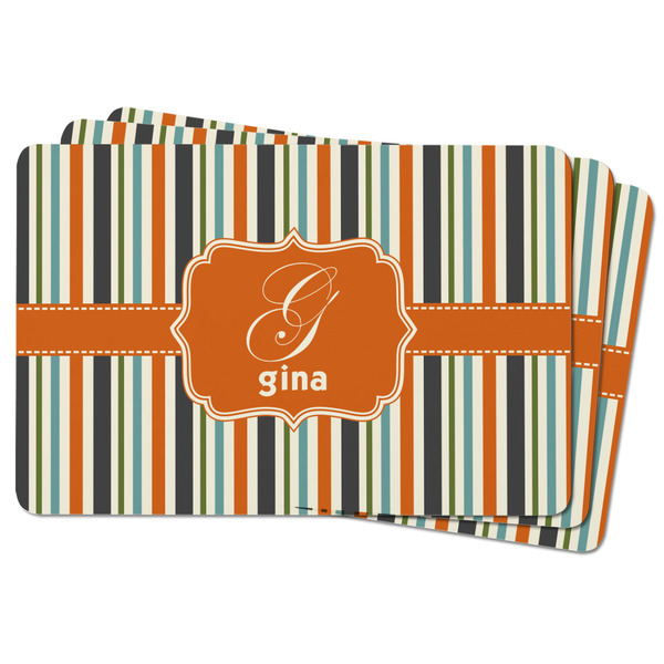 Orange & Blue Stripes Rectangular Fridge Magnet - THREE