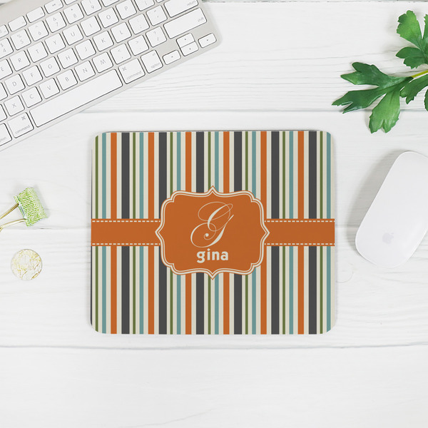 Orange & Blue Stripes Rectangular Mouse Pad - LIFESTYLE 2