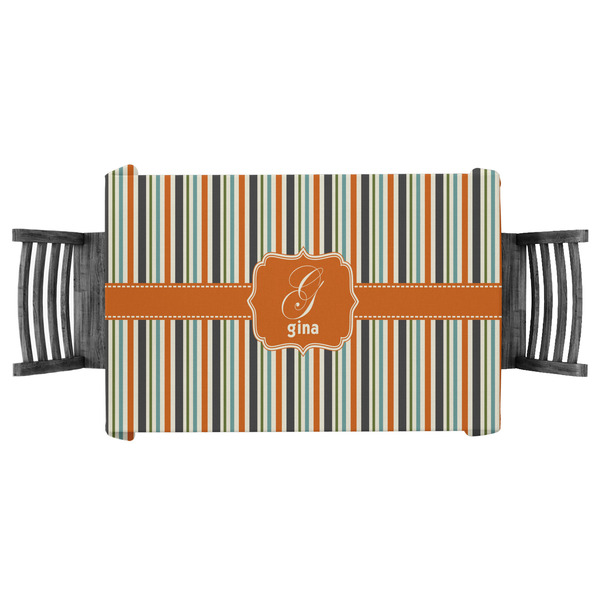 Custom Orange & Blue Stripes Tablecloth - 58"x58" (Personalized)