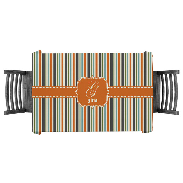 Custom Orange & Blue Stripes Tablecloth - 58"x58" (Personalized)