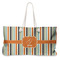 Orange & Blue Stripes Large Tote Bag with Rope Handles (Personalized)